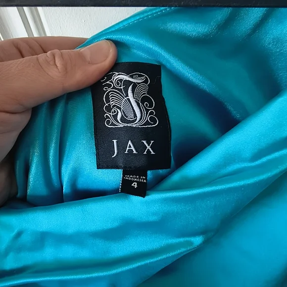 JAX Turquoise One Shoulder Ruched Dress - Picture 2 of 3